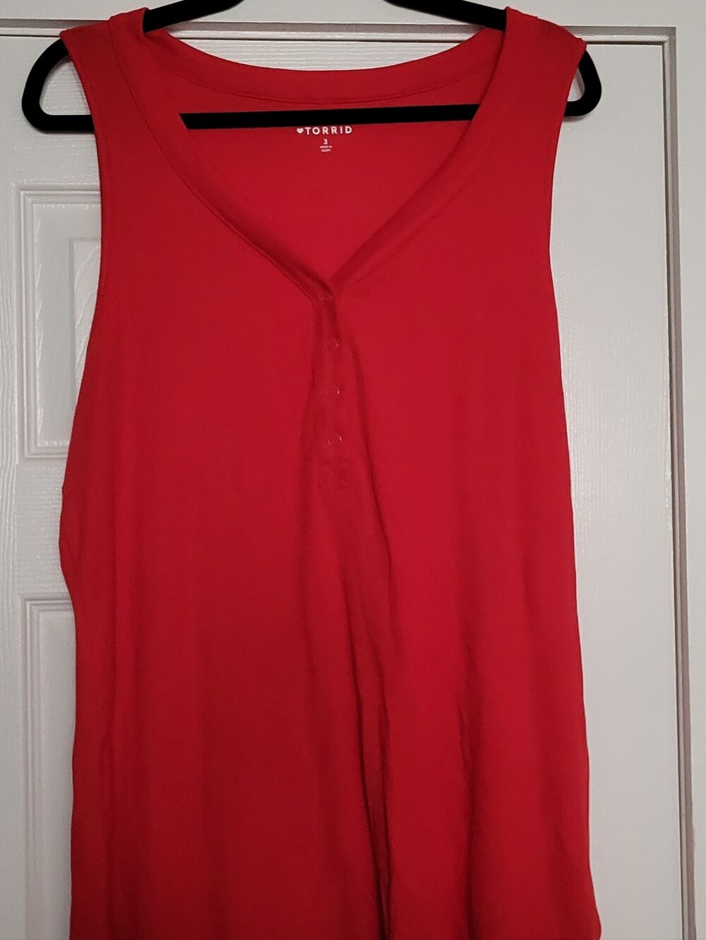 Torrid Cotton Modal Curved Henley Sleeveless Top Red 3x